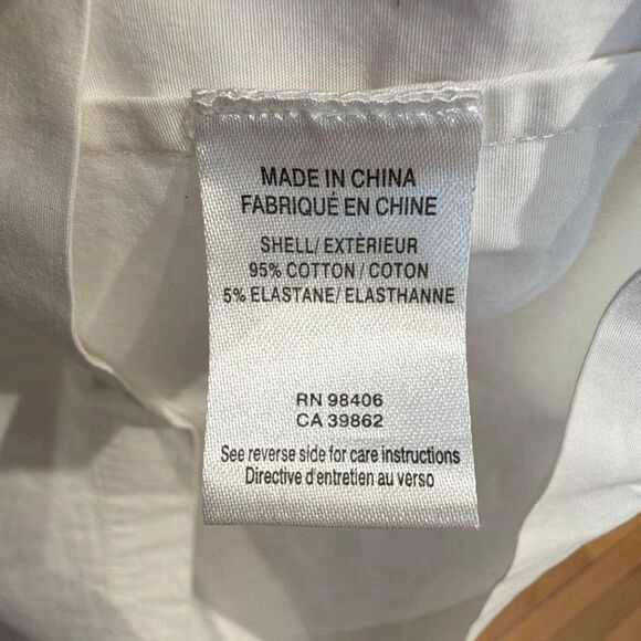 Theory Cuffed Shift Shirt Dress White Cotton Blend 4 (064) - Picture 9 of 10